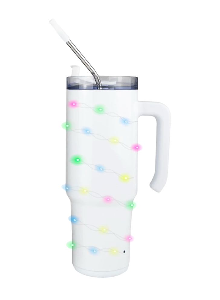 White 30oz Tumbler with Colorful LED Lights