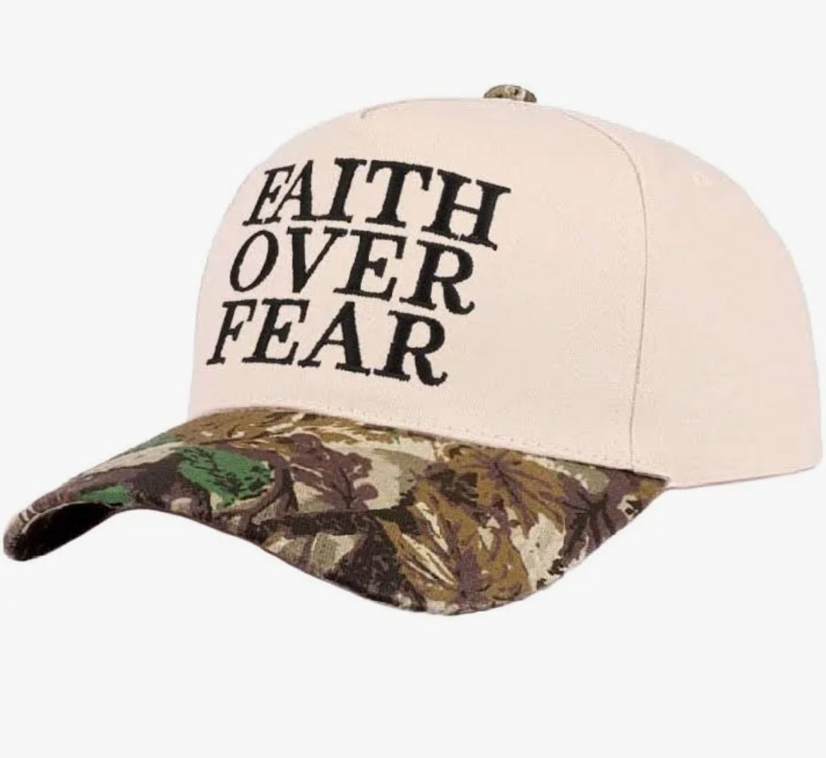 Zenana Cap Two Tone Camo Faith Over Fear
