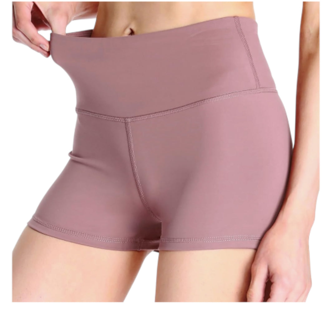 Workout Yoga Athletic High Waist Mauve Shorts (X-Large)