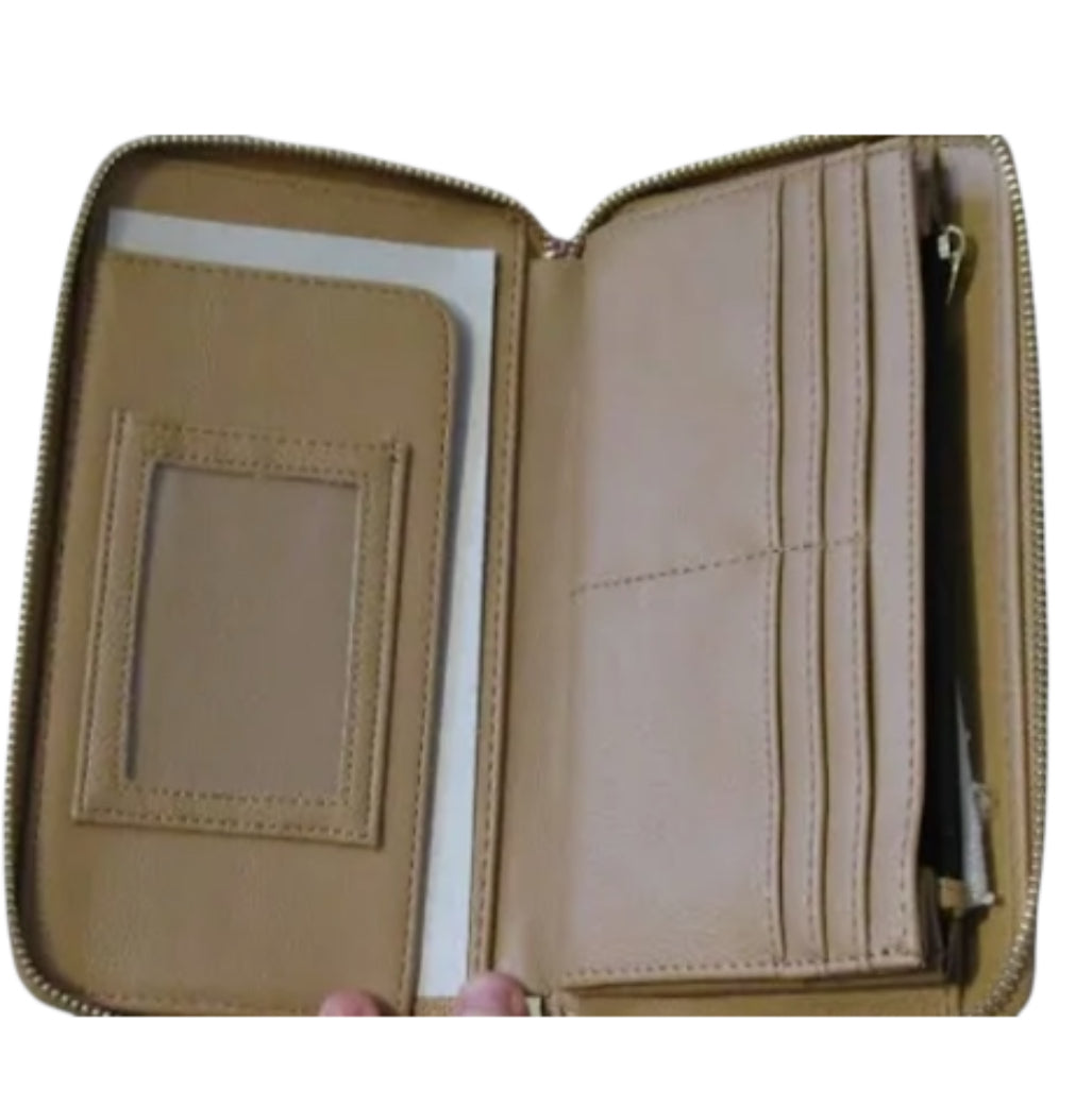 Betsey Johnson Skulls Cowgirl Boots Tan Pink Wallet