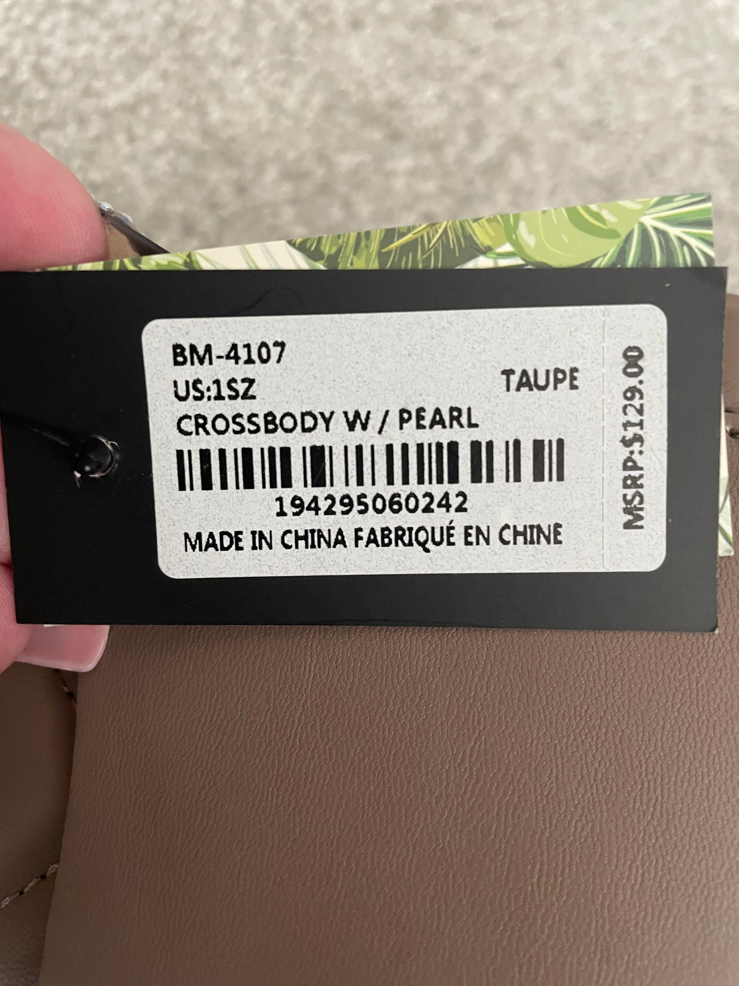 Badgley Mischka Taupe Beaded Crossbody