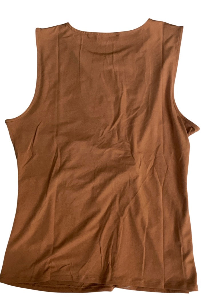 Zenana Outfitters sleeveless front-twist draped knit top (Medium)