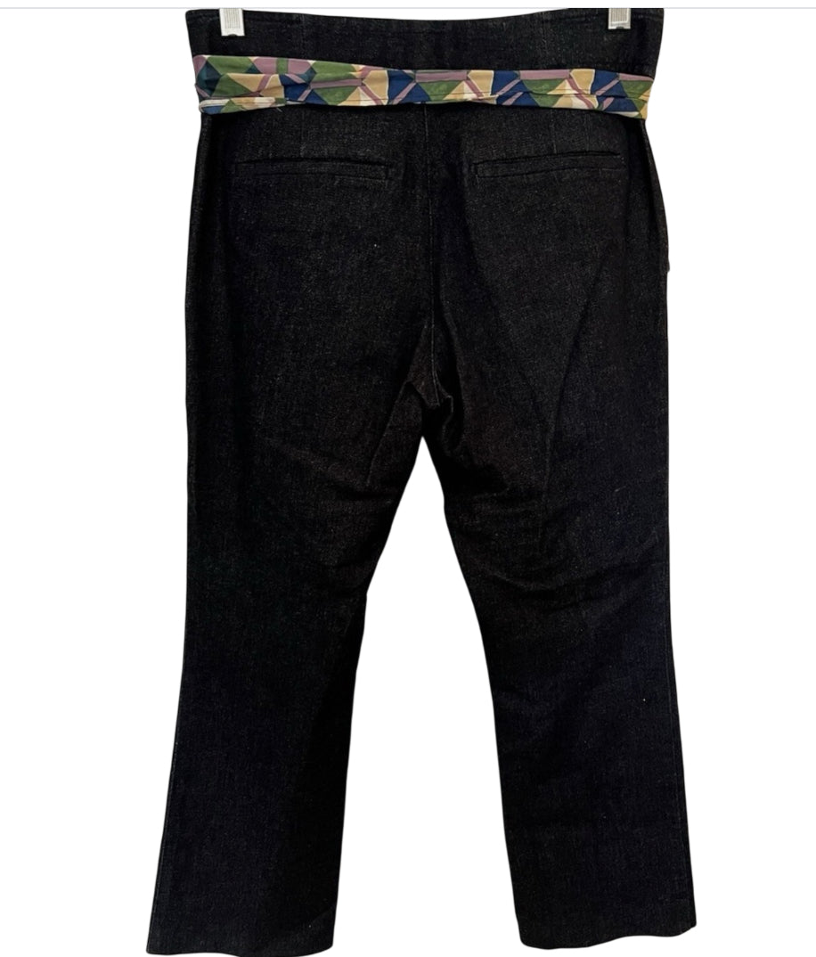 Anthropologie Crop Flare Jeans with Scarf Tie (Size 12)