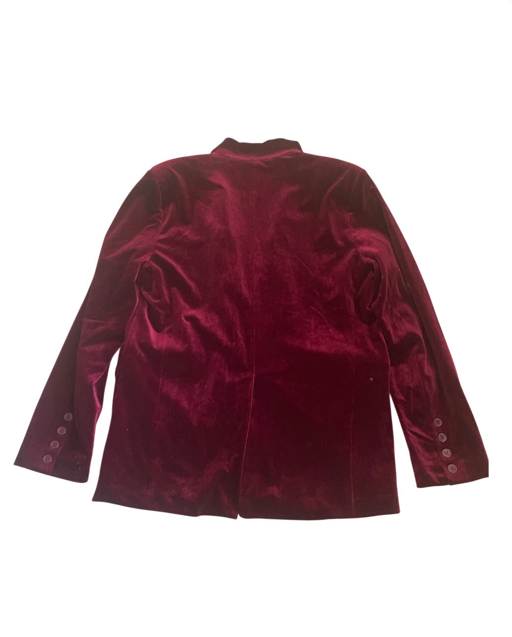 Main Strip Velvet Blazer in Rich Burgundy (Small)