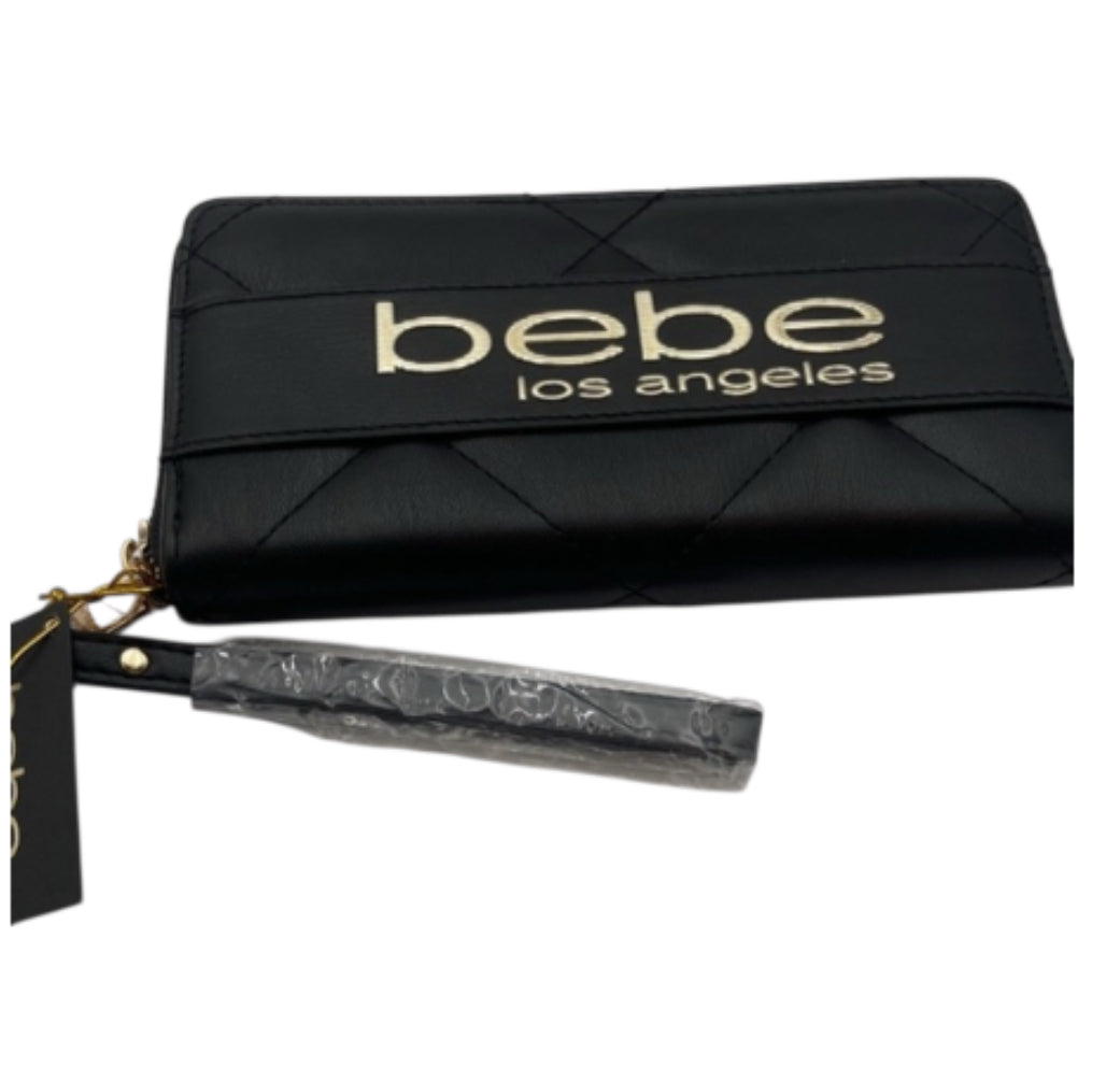 BEBE Los Angeles Vivian Wristlet Zip Around Tri-Fold Wallet