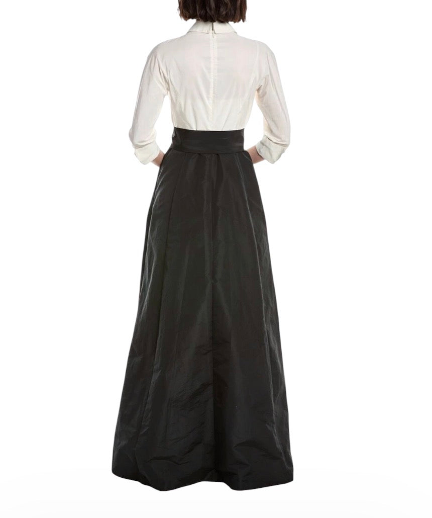 Teri Jon By Rickie Freeman Solid Elbow Sleeve Maxi Dress (10)