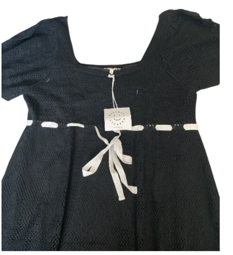 Baevely Hulbert Crochet Square Neck Dress in Black (1x)