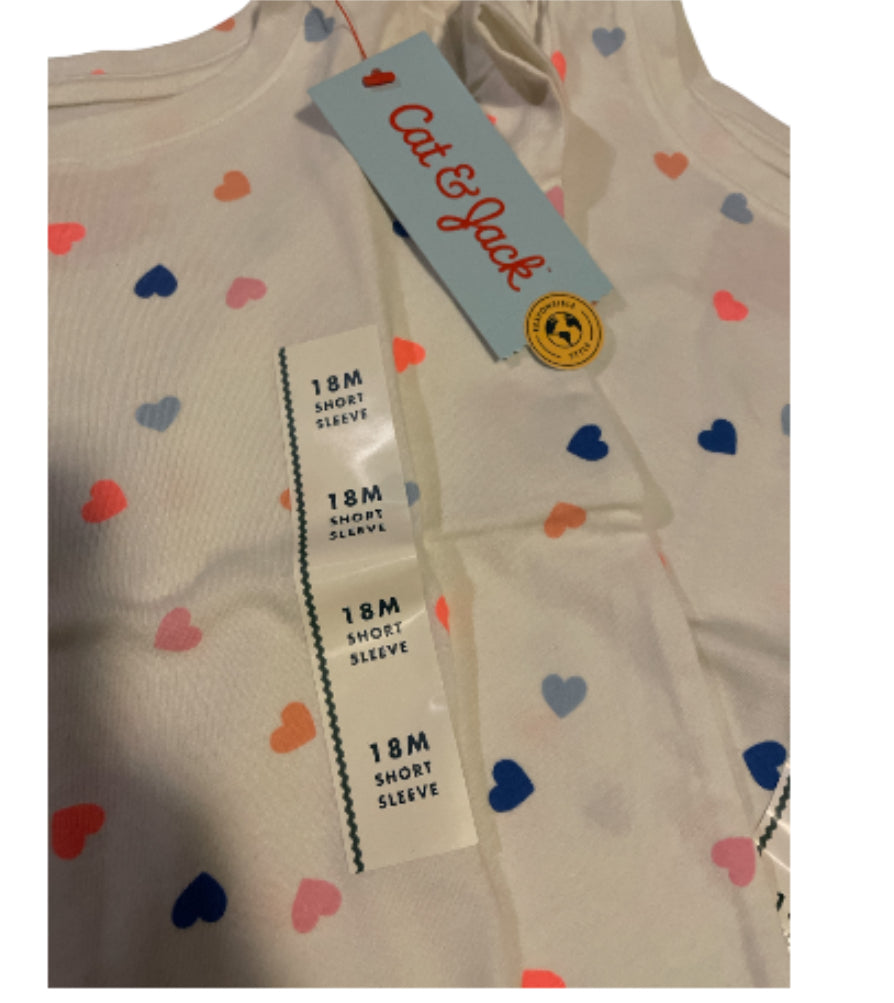 Cat & Jack Cream Hearts T-Shirt (18m)
