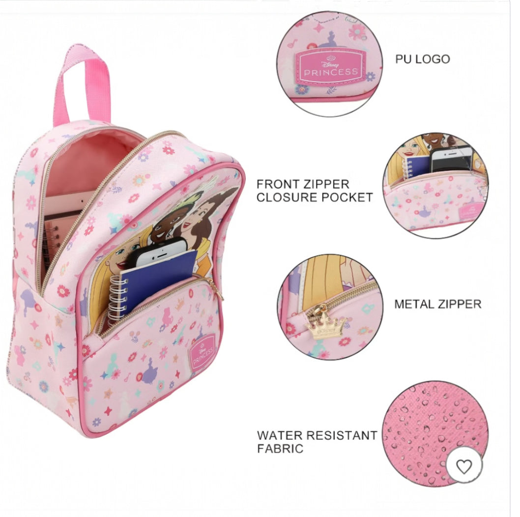 Disney Princess Rapunzel Belle & Tiana Pink Backpack