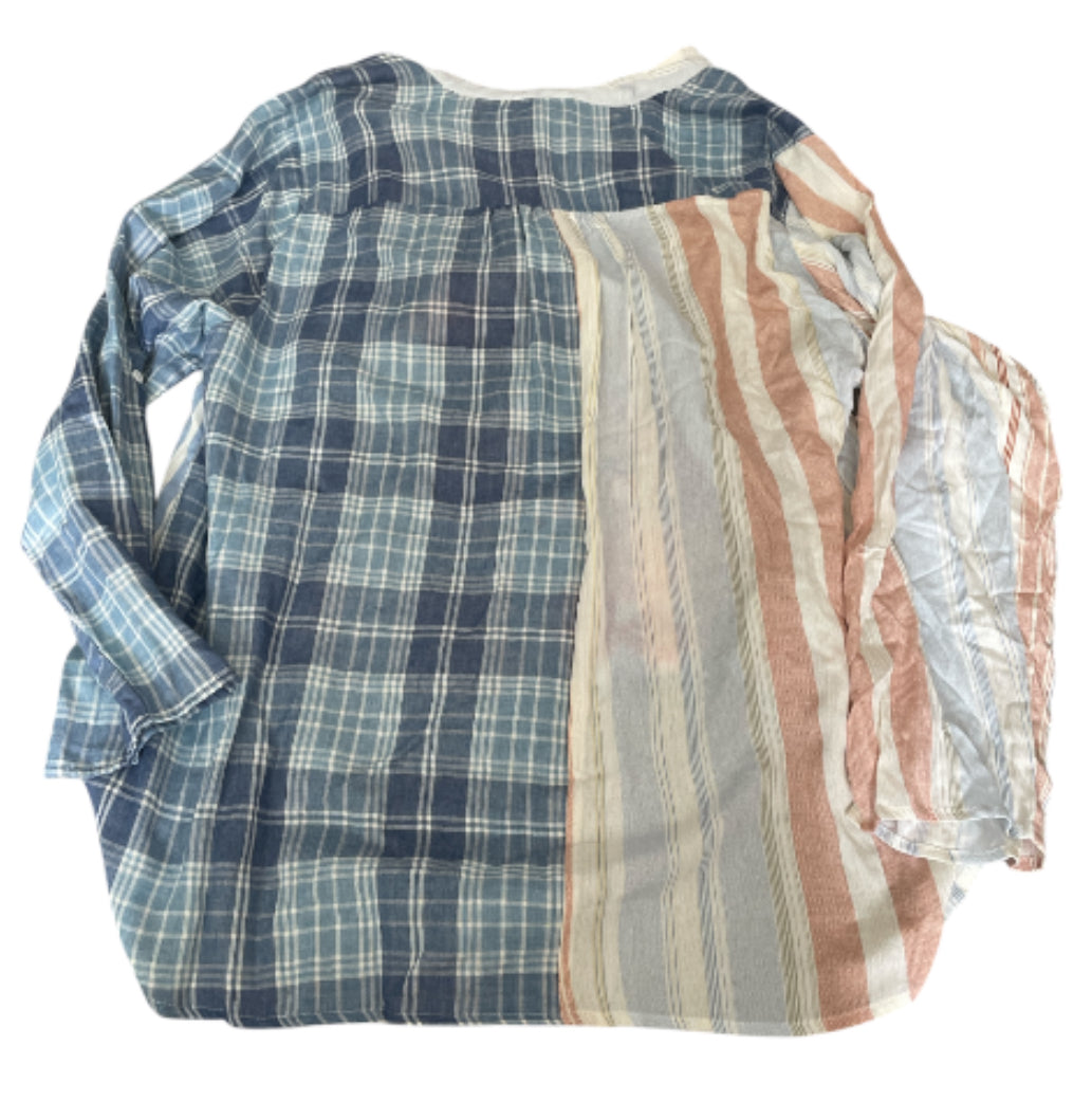 Angel Heart Patchwork Button Down Shirt (2x)