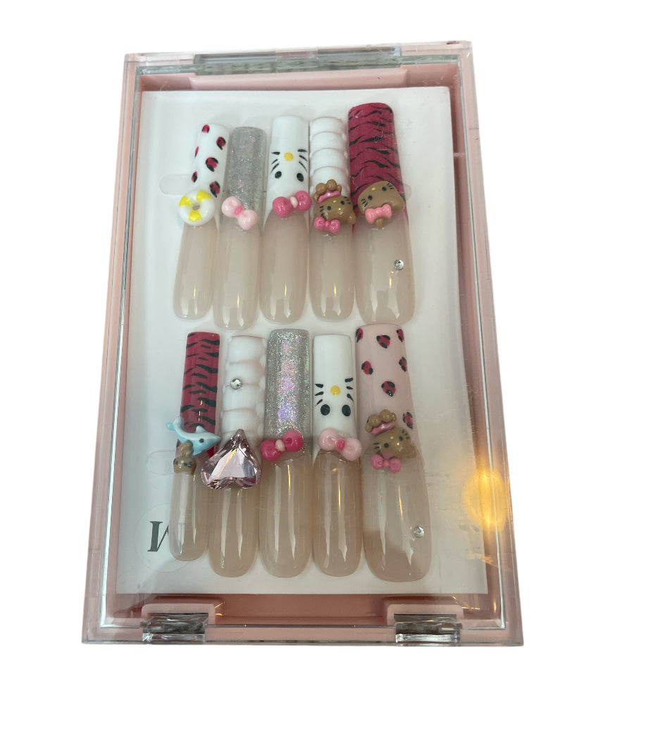Hello Kitty Long Coffin Press-on Nails