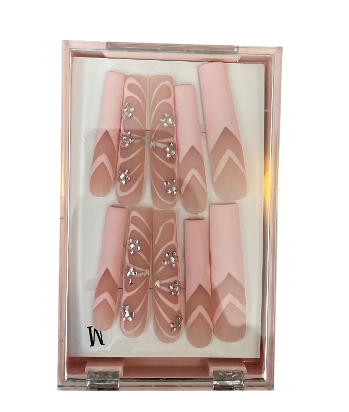 Elegant Long Coffin Pink Press-On Nails