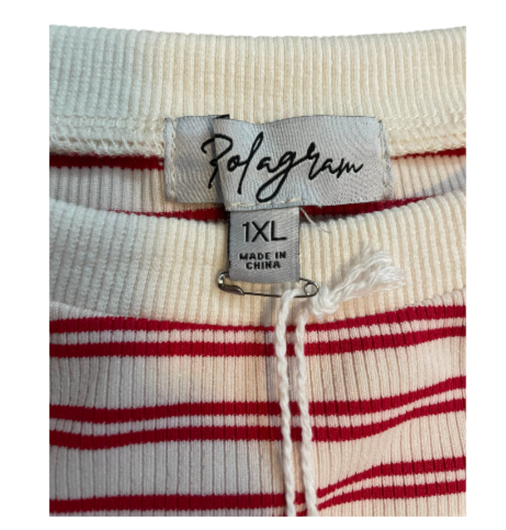 Polagram Stripe Red + Beige Top (1x)