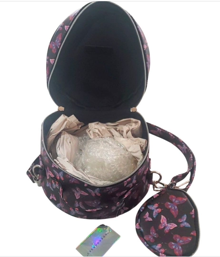 Under One Sky Butterfly Round Train Case Style Crossbody Bag