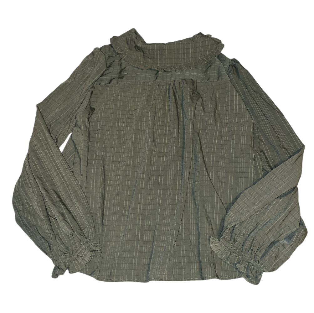 Polygram Peter Pan Ruffle-Collar Button-Up Shirt in Syril Plaid (1x)