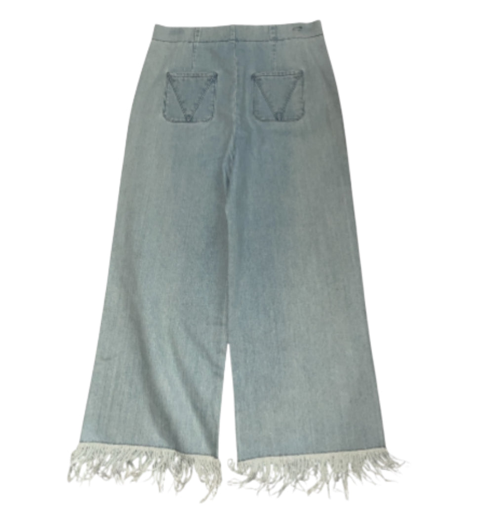 Vale Forever High Waisted Denim Jeans with Fringe Ankles (10)