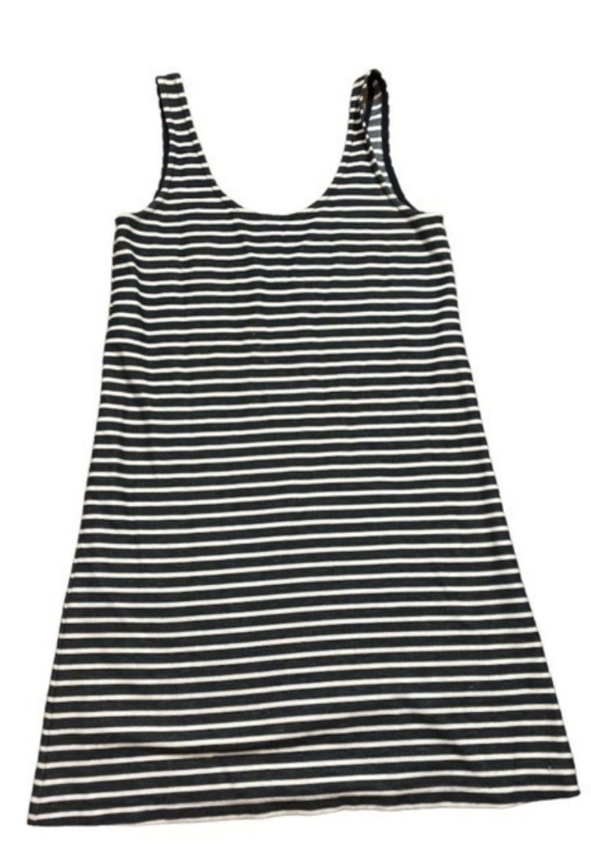 Madewell Black Effortless Striped Tank Dress (X-Small)