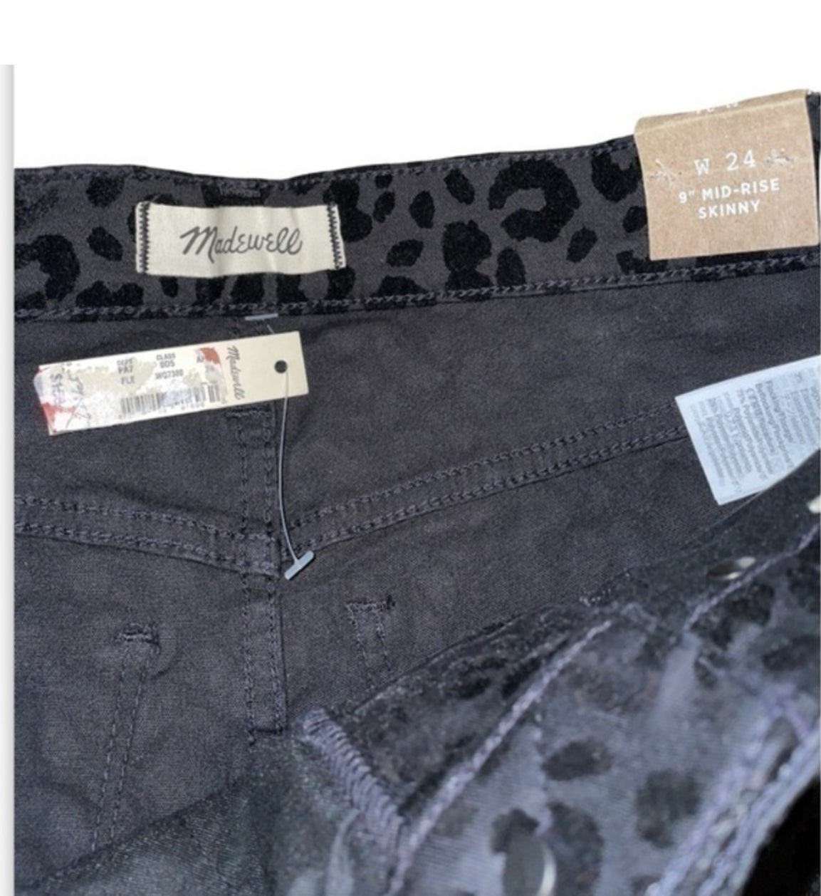 Madewell 9” Mid Rise Flocked Leopard Skinny Jean (24)