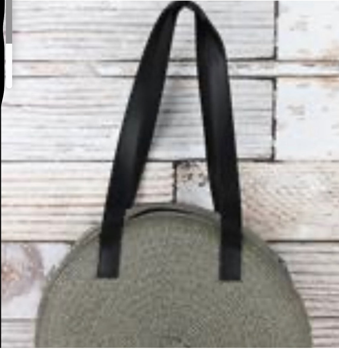 BLACK AND NATURAL STRAW ROUND TOTE