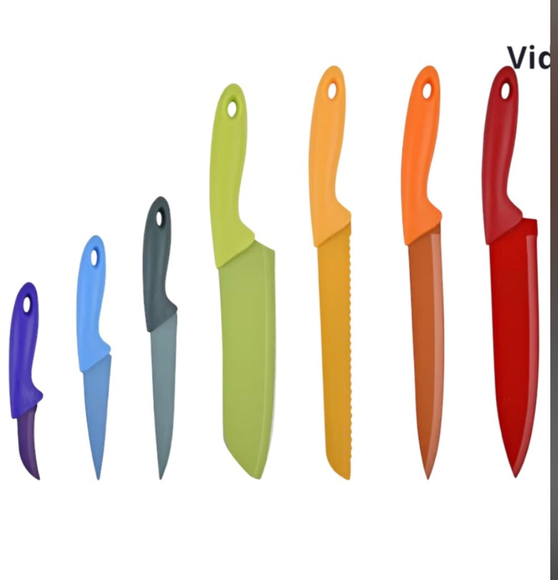 7pcs Stainless Steel Blade Colorful Multifunctional Knife Set