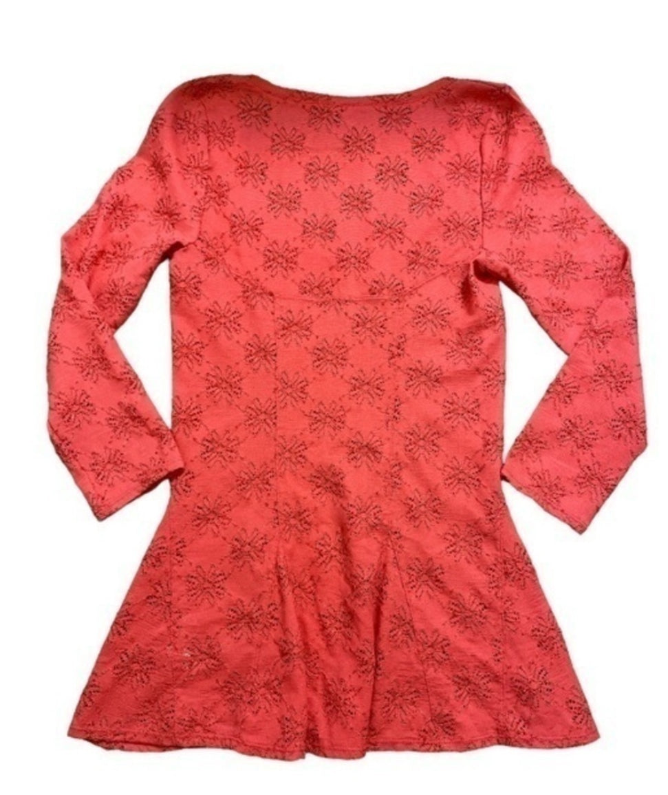 Free People Orange Lace Embroidered Peplum Top (Medium)