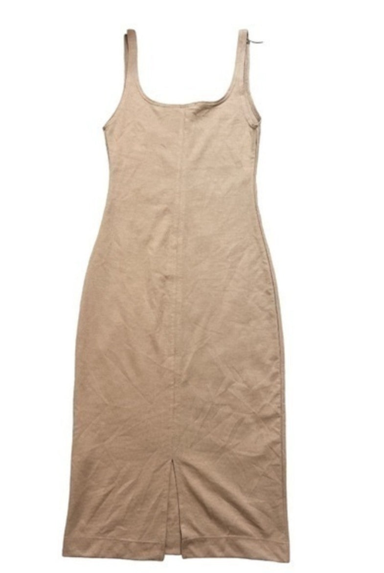 Zara Traflauc Khaki Cotton Tank Dress (Small)