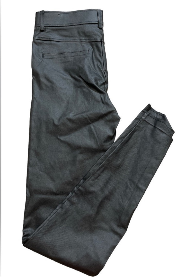 Zara Faux Leather Black Zipper Ankle Pants (Small)