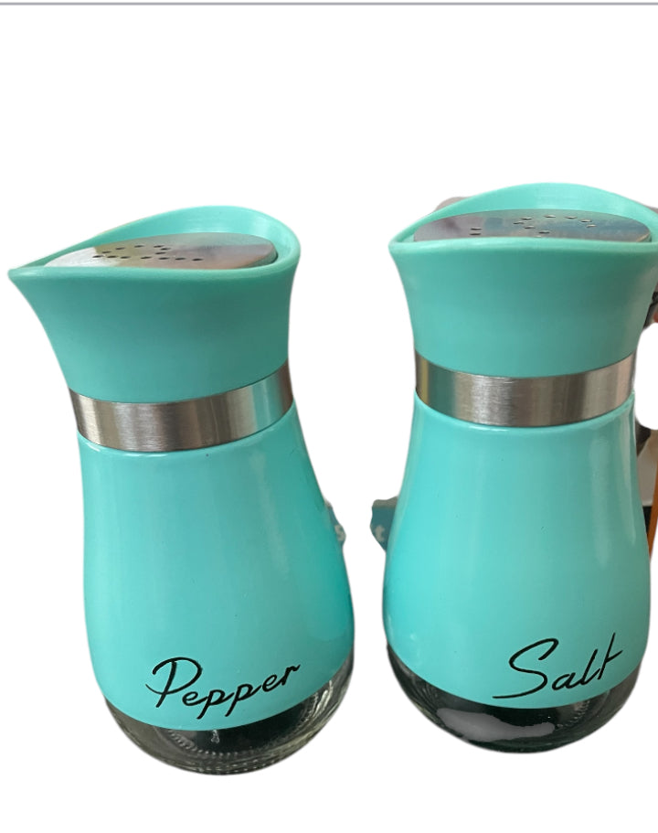 Turquoise Stainless Steel Salt and Pepper Shakers Set