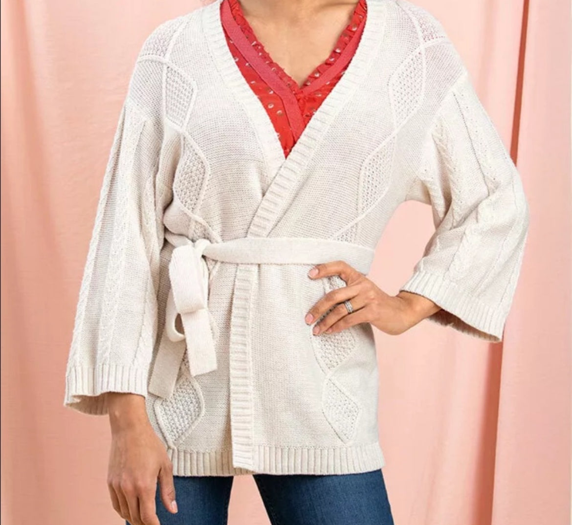 Matilda Jane Cream Belted Cardigan (Medium)