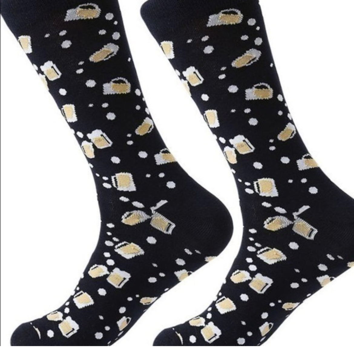 Beer Glass Black Crew Socks