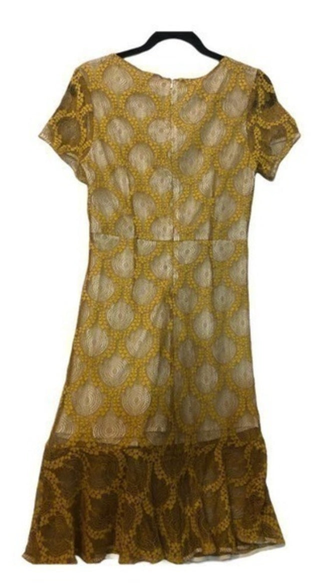 Metisu Gold Lace Overlay Dress (Medium)