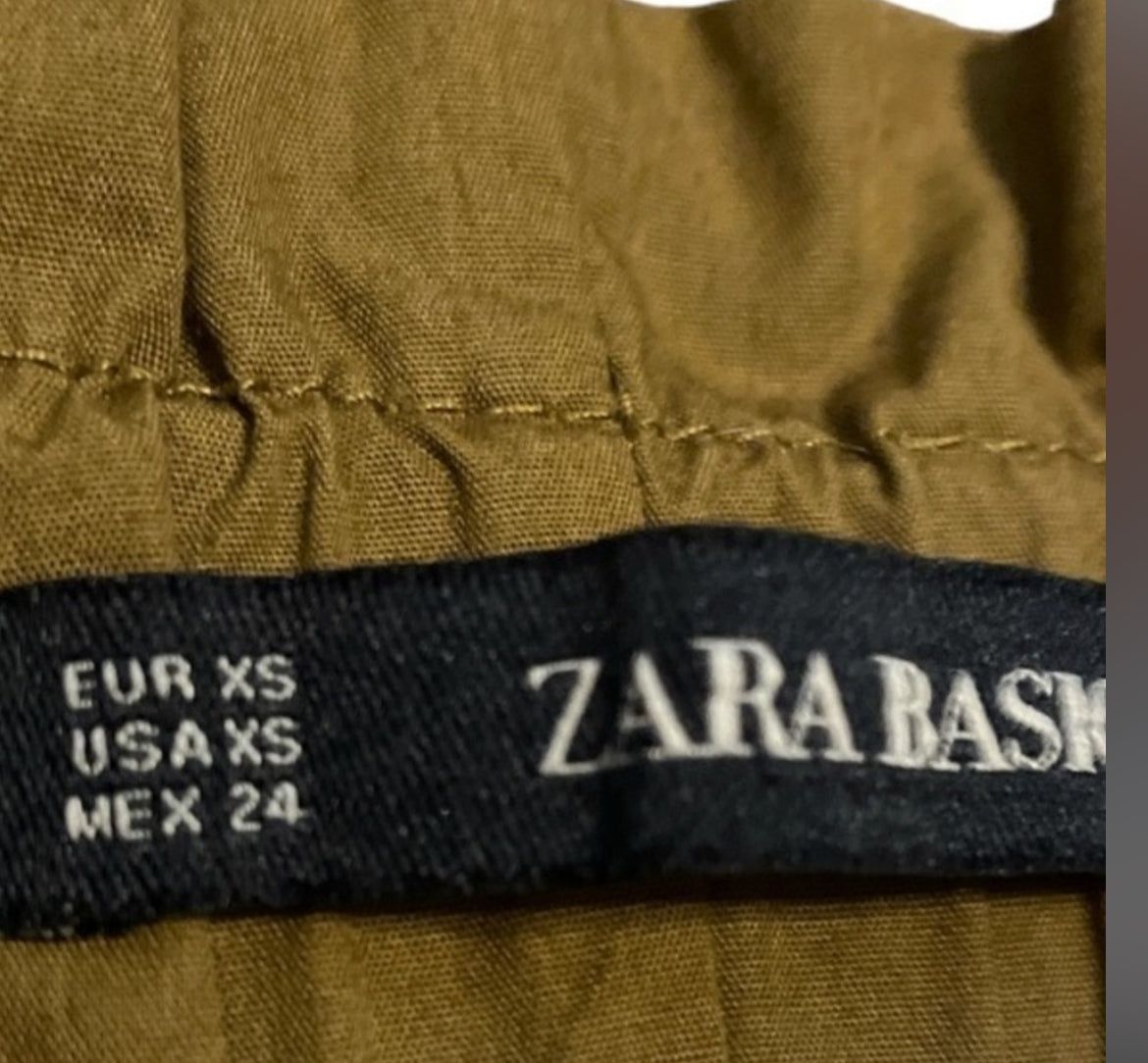 Zara Ruffle Tie Waist Brown Shorts (X-Small)