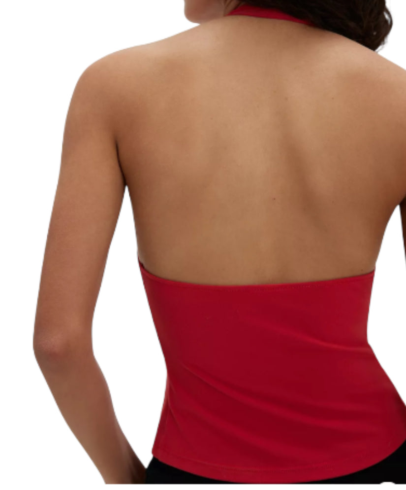 Free People Still Here Red Halter Cami (Medium)
