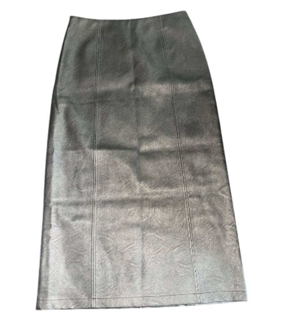 Topshop metallic faux leather skirt in gunmetal (8)