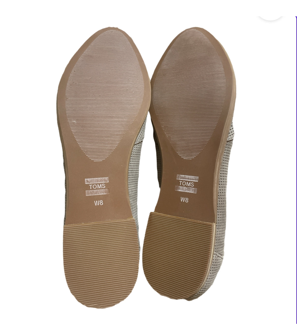 TOMS Julie Pointed Toe Flats in a perforated grayish taupe (8)
