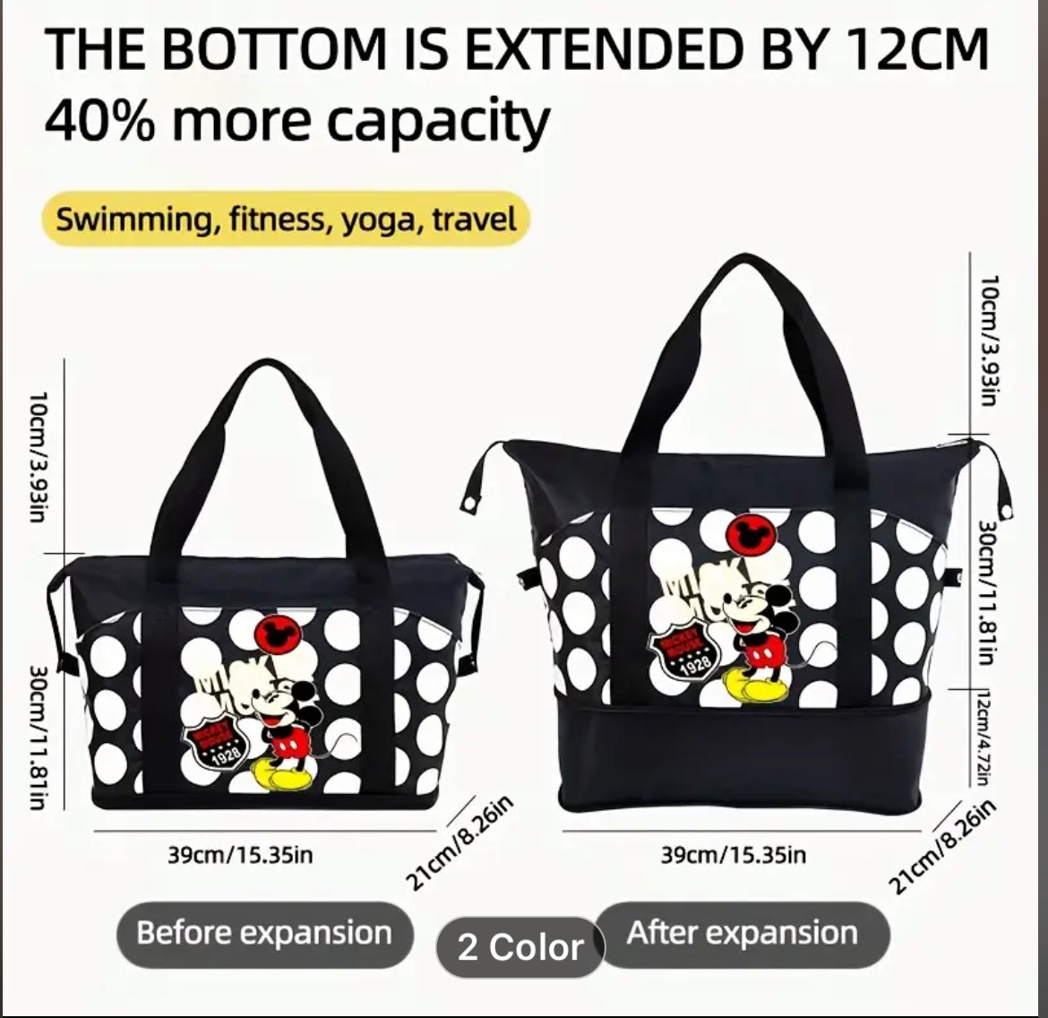 Disney Polka Dot Expandable Travel Bag