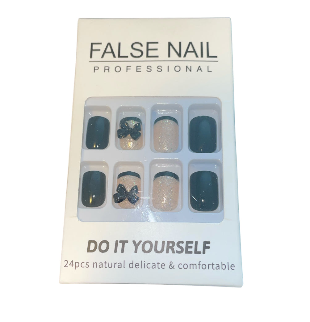 Tuxedo Short Press on Glue on Nails