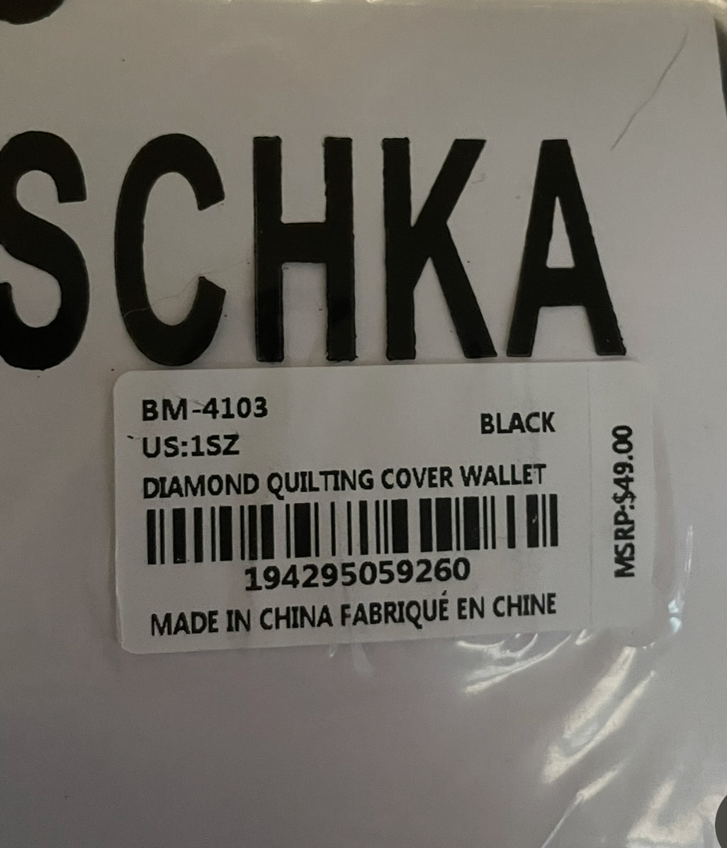 Badgley Mischka Black Diamond Quilted Wallet