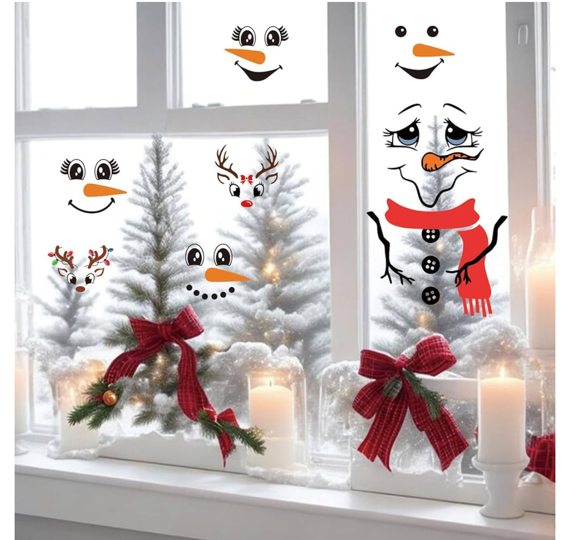 25 PCS Snowman/Reindeer Face Stickers for Crafts