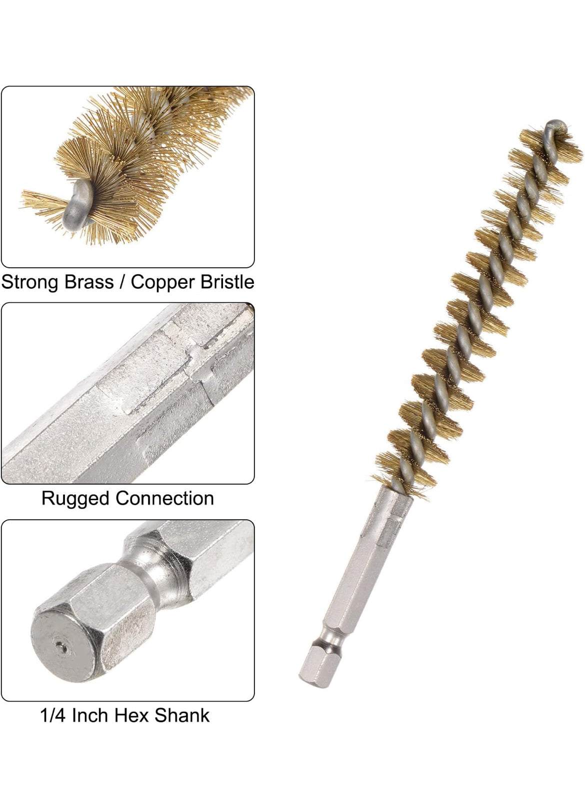 HARFINGTON 2pcs Brass Bore Brush 12mm Dia Cleaning Wire Brush