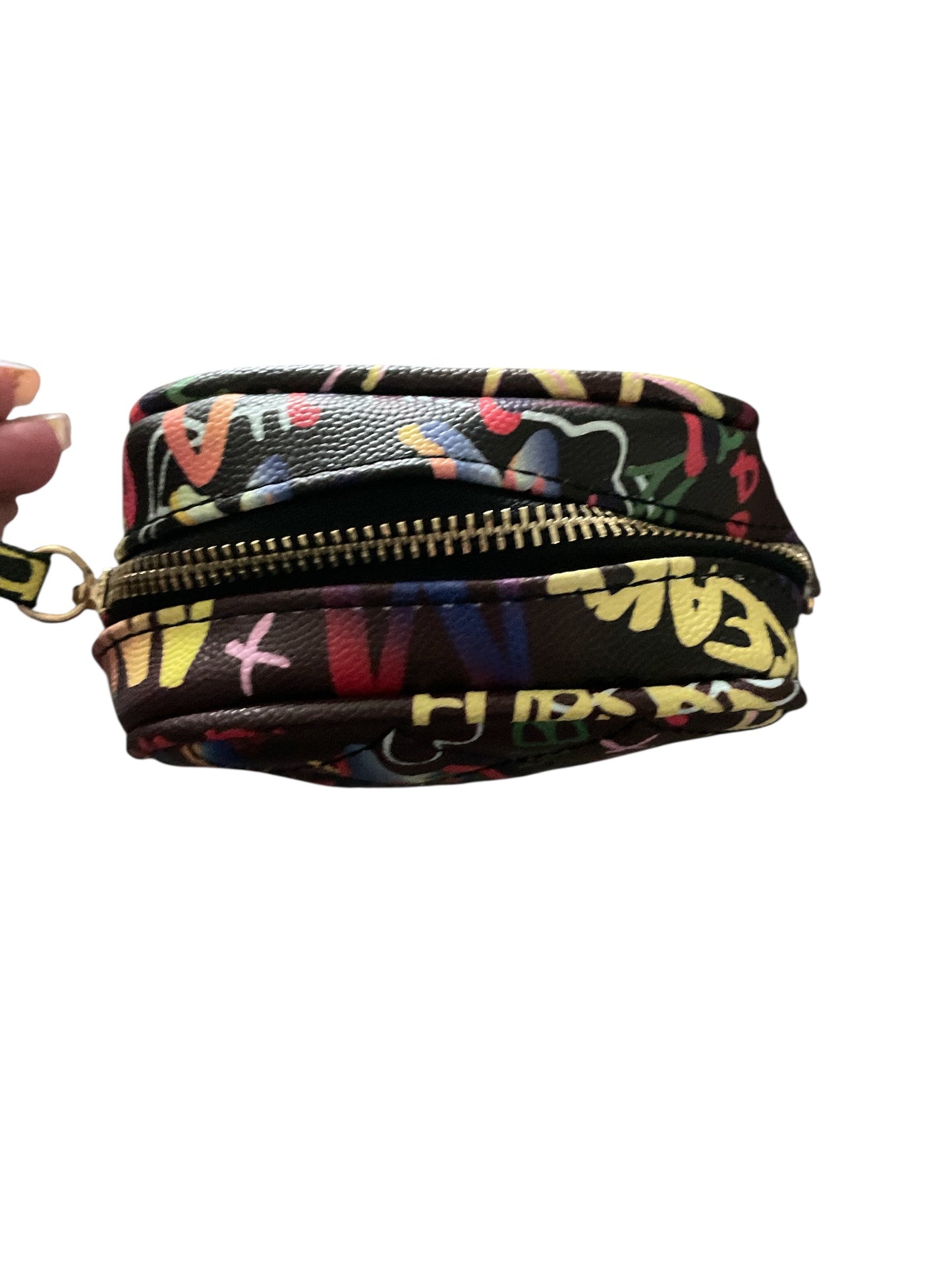 Graffiti Black Quilted Cellphone Bag