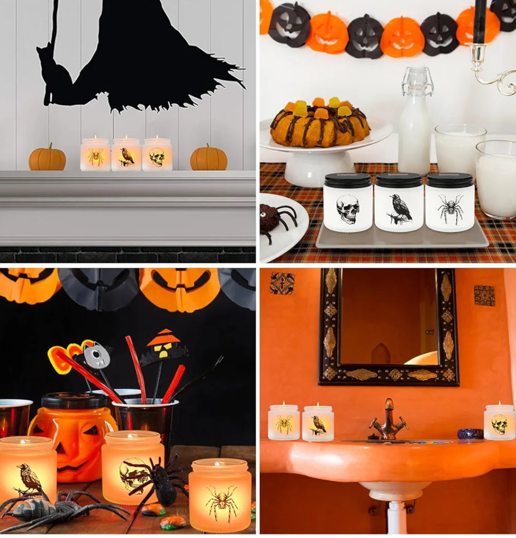 Homsolver Halloween Candles, Spooky Skull/Crow/Spider Candles