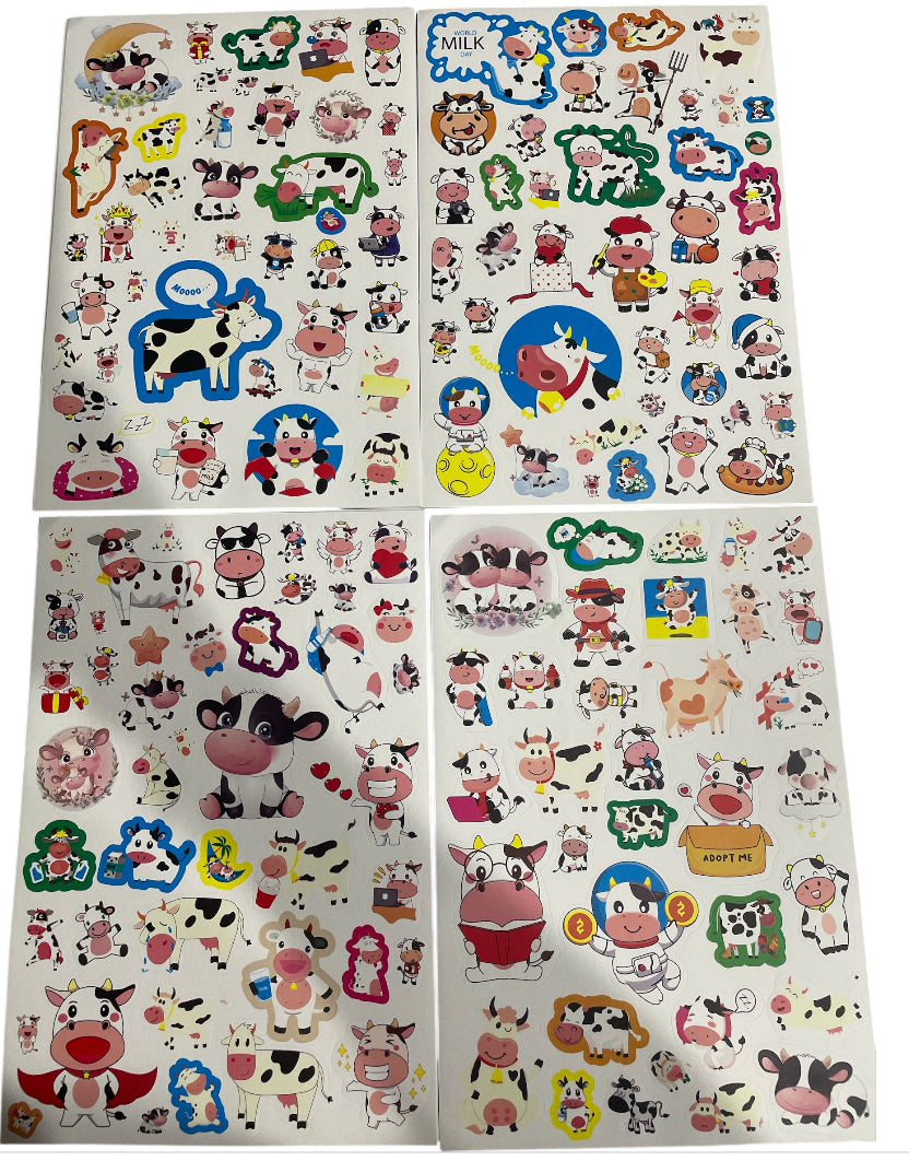 100pcs Cow Theme Waterproof Vinyl Stickers - Farm Animal Decor