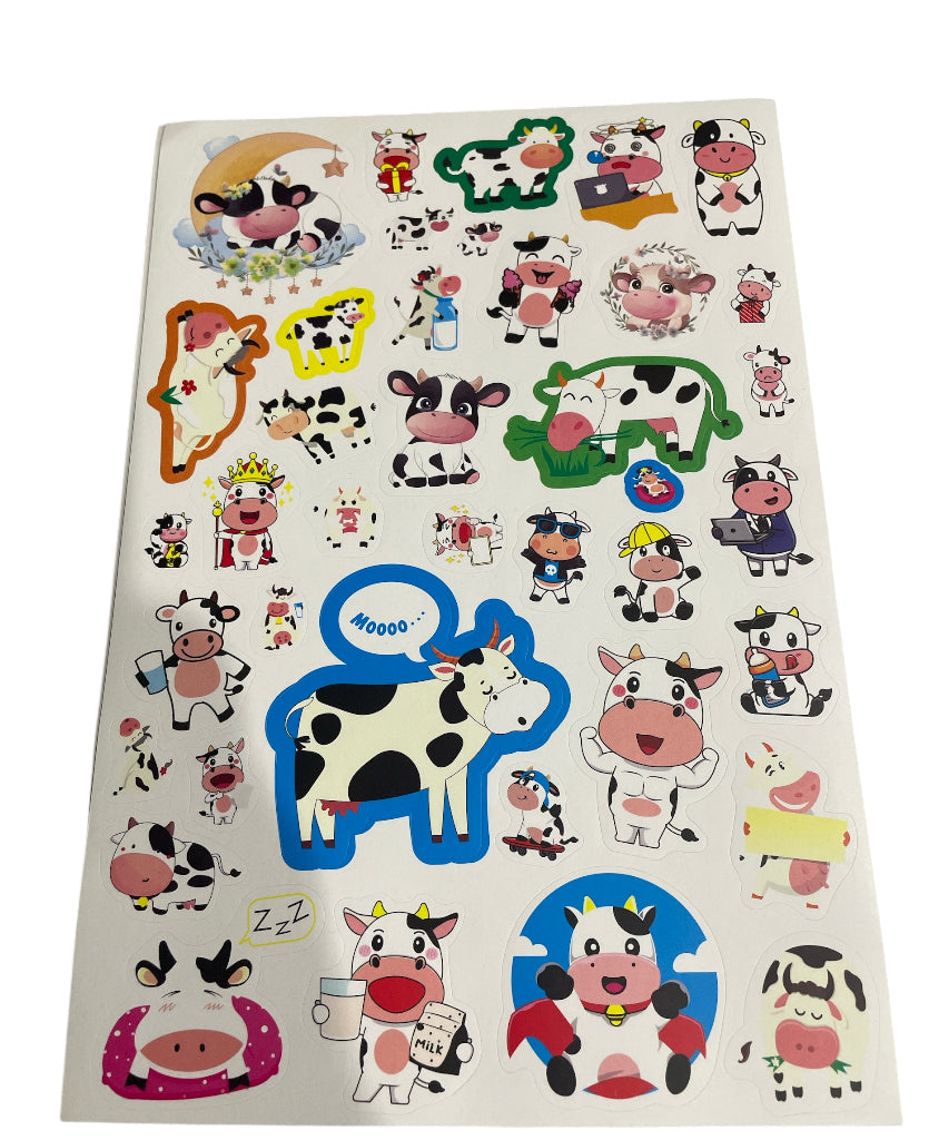 100pcs Cow Theme Waterproof Vinyl Stickers - Farm Animal Decor