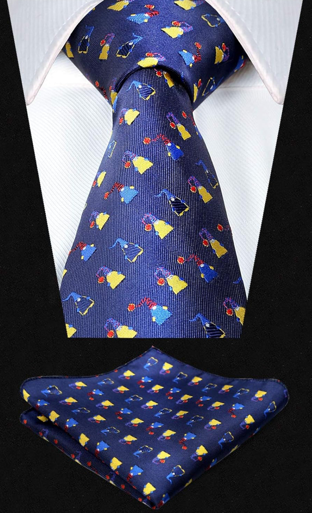 Mens Champagne Glass Tie and Pocket Square Set