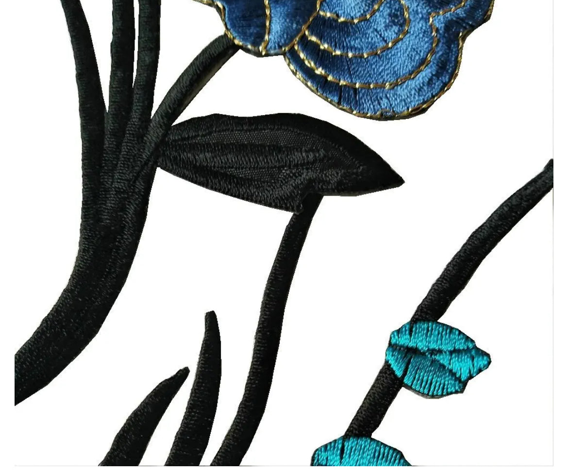 Blue Flower Embroidered Iron-on Patch