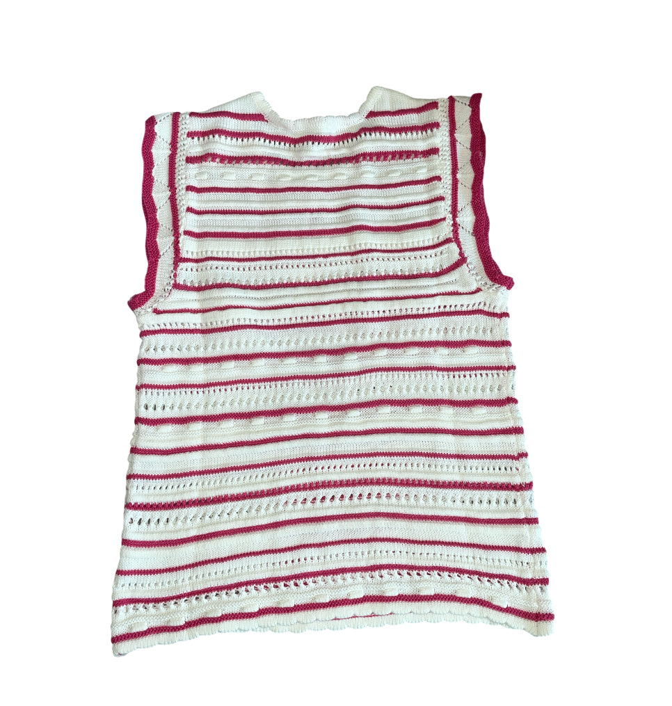 Vine & Love Striped Crochet Knit Sweater Tank.(Small)