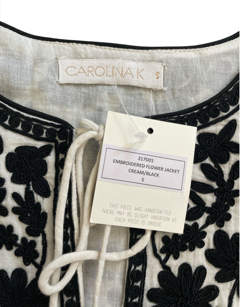 Carolina K Imogen Embroidered Tasseled Kimono Dress. (Small)