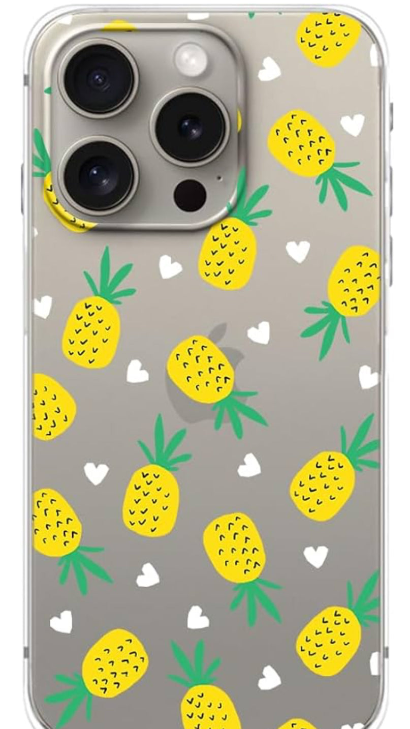 Pineapple with Hearts Phone Case Compatible for iPhone 15