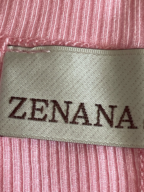 Zenana Pink Ribbed Seamless Short Sleeve Crop Top.(Small)